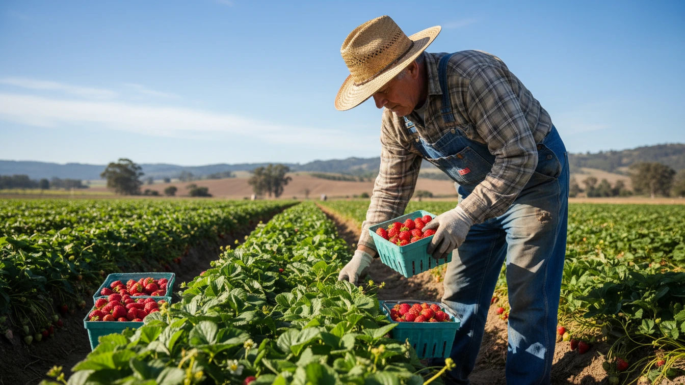 Farm Worker Stage 1 grammar practice in a field