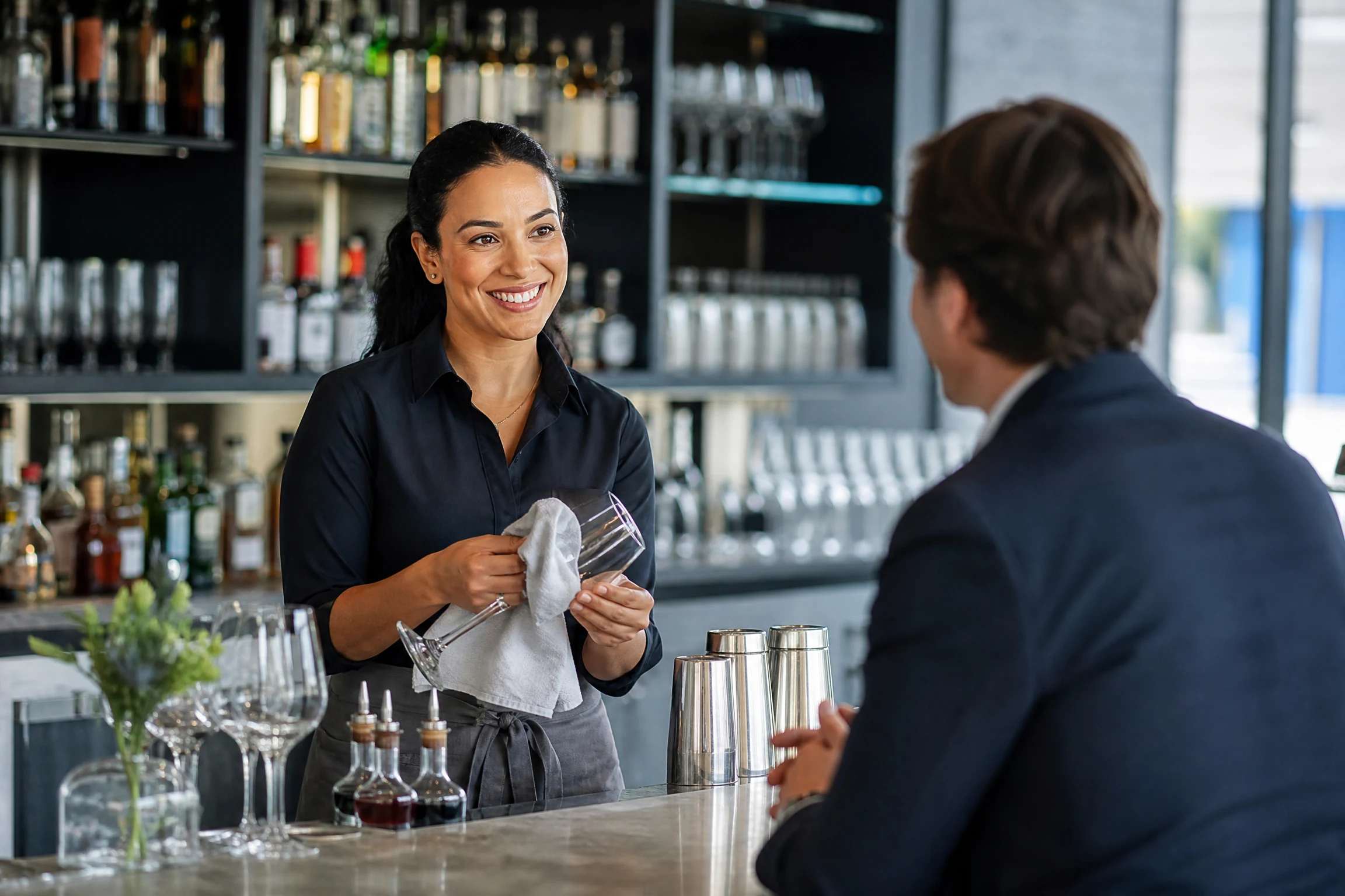 Bartender job artwork for Speak2Work English practice.