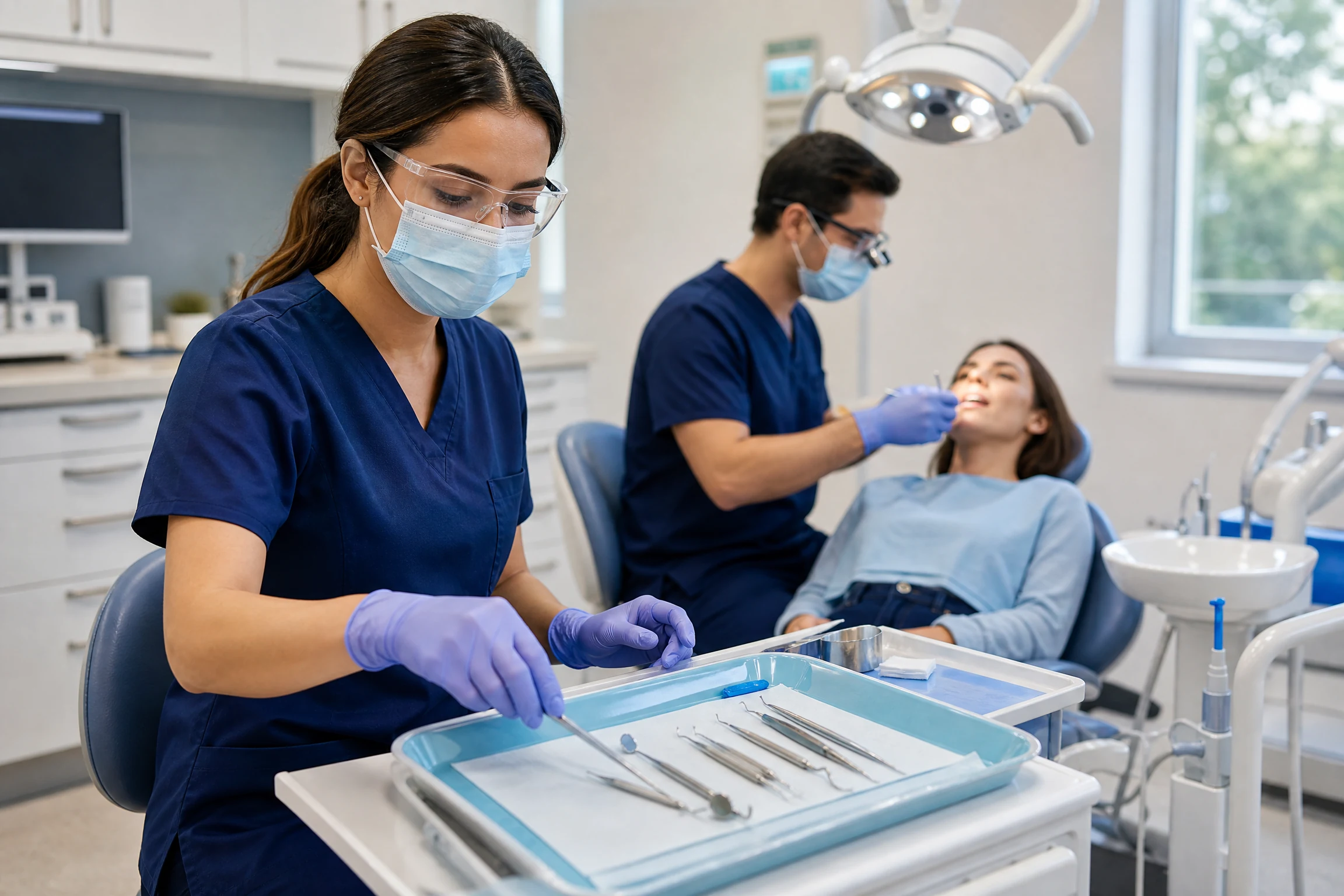 Dental Assistant job artwork for Speak2Work English practice.