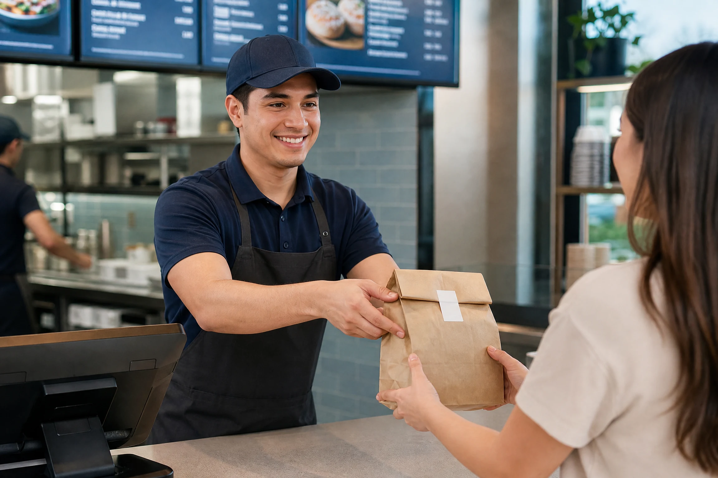 Fast Food Worker job artwork for Speak2Work English practice.
