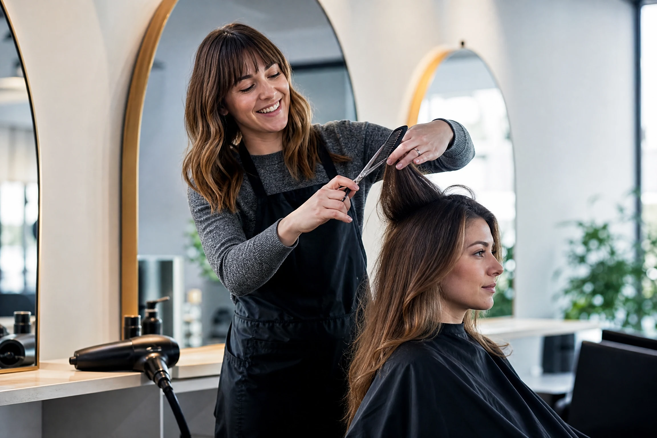 Hairdresser job artwork for Speak2Work English practice.