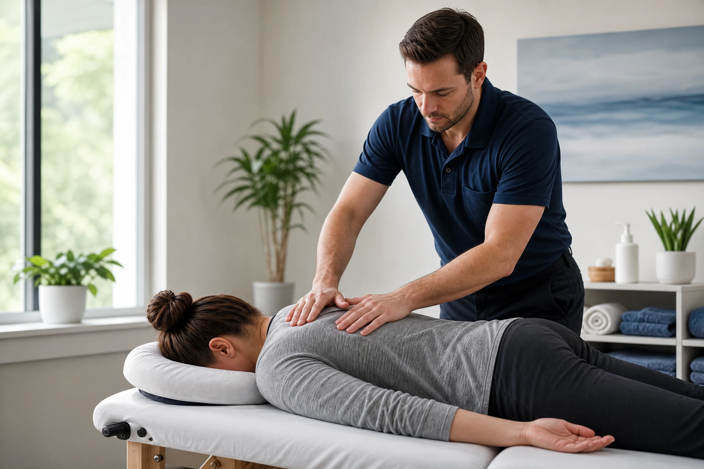 Massage Therapist job artwork for Speak2Work English practice.